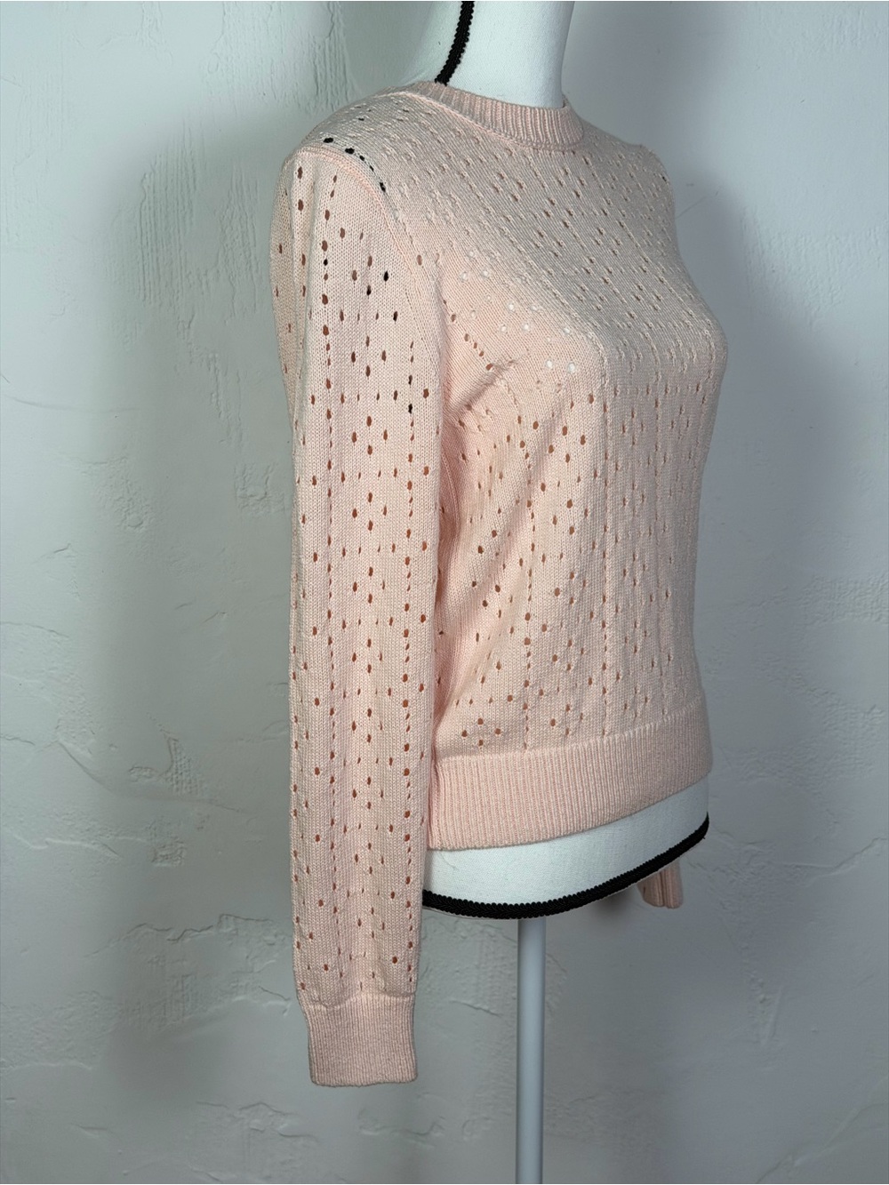 J. Crew - Point Sur Collection Pale Pink Openwork Crewneck Sweater - Perfect M - Picture 8 of 14